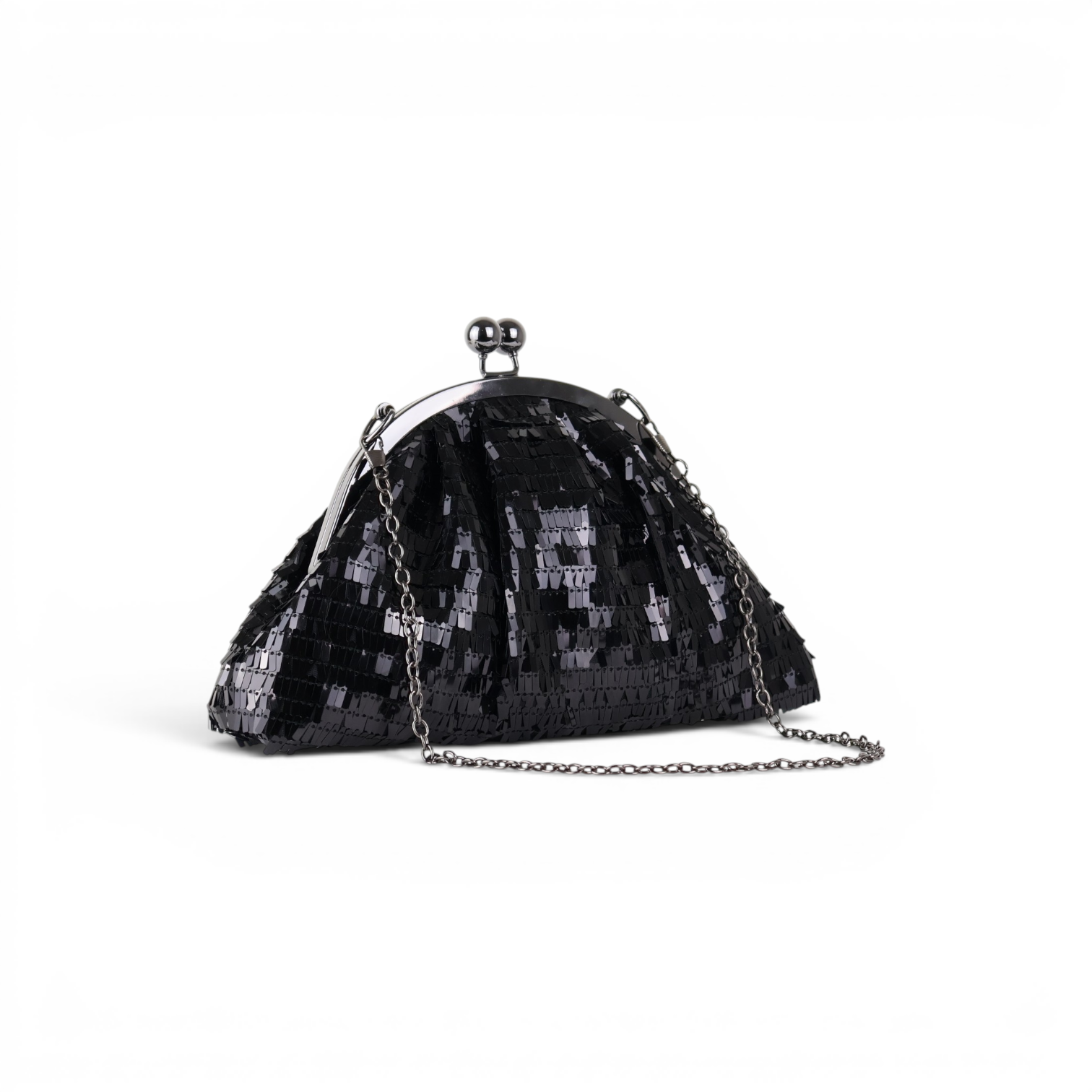 Bolsa de Festa Clutch Lantejoula Brilhante Preta