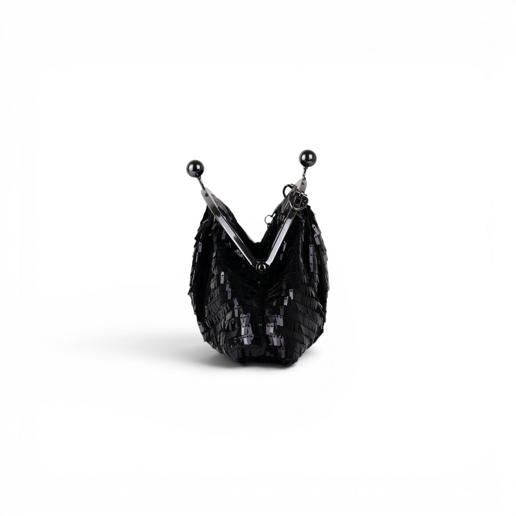 Bolsa de Festa Clutch Lantejoula Brilhante Preta