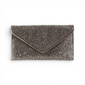 Bolsa Carteira Envelope Strass Prata Grafite