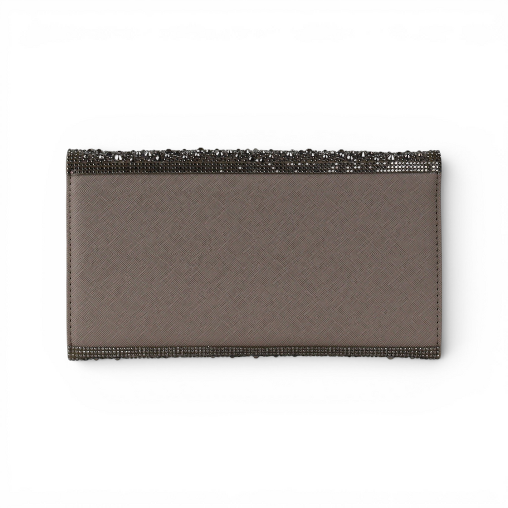 Bolsa Carteira Envelope Strass Prata Grafite