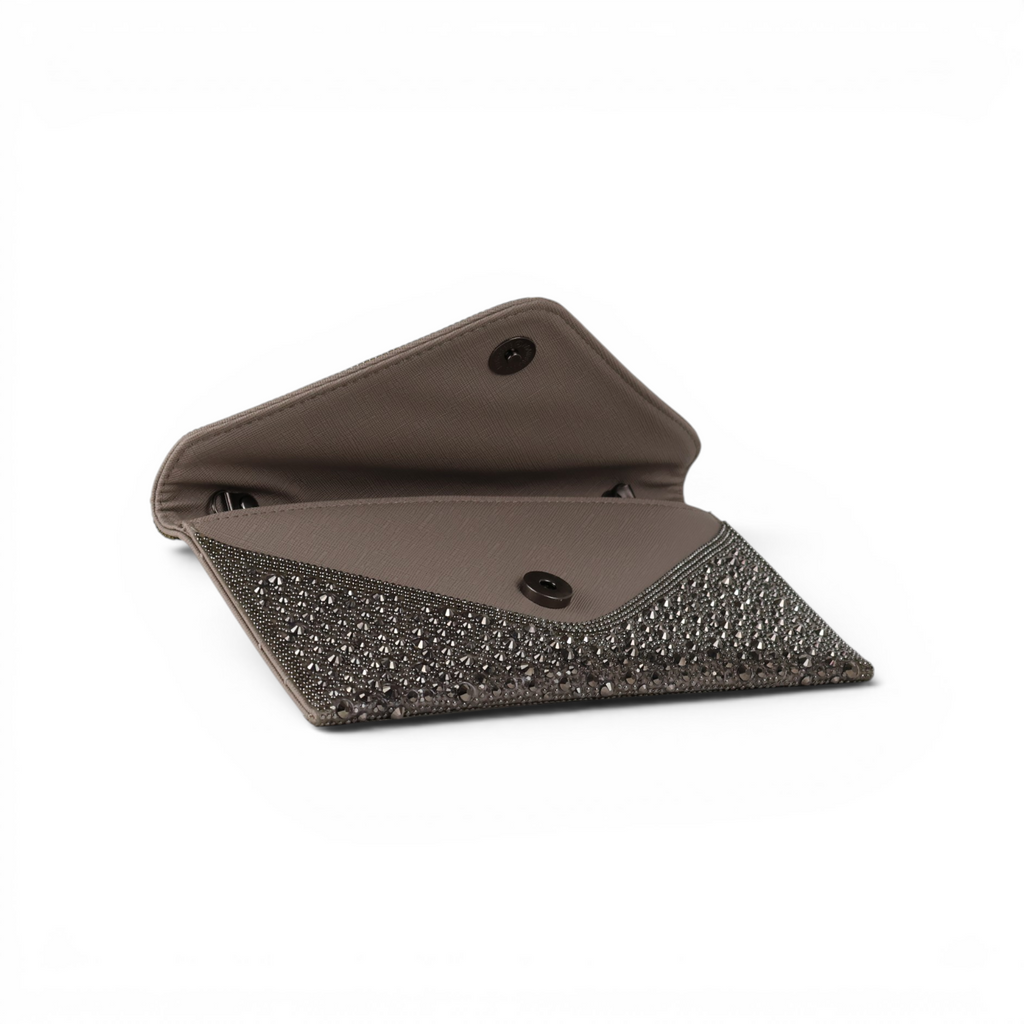 Bolsa Carteira Envelope Strass Prata Grafite