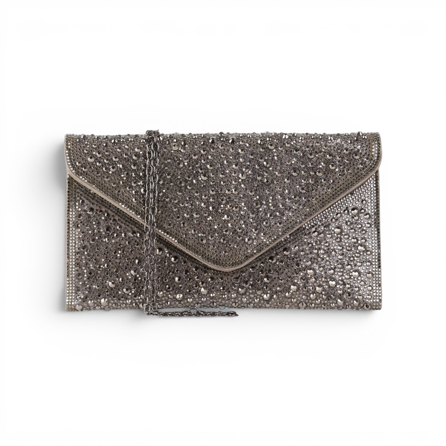 Bolsa Carteira Envelope Strass Prata Grafite