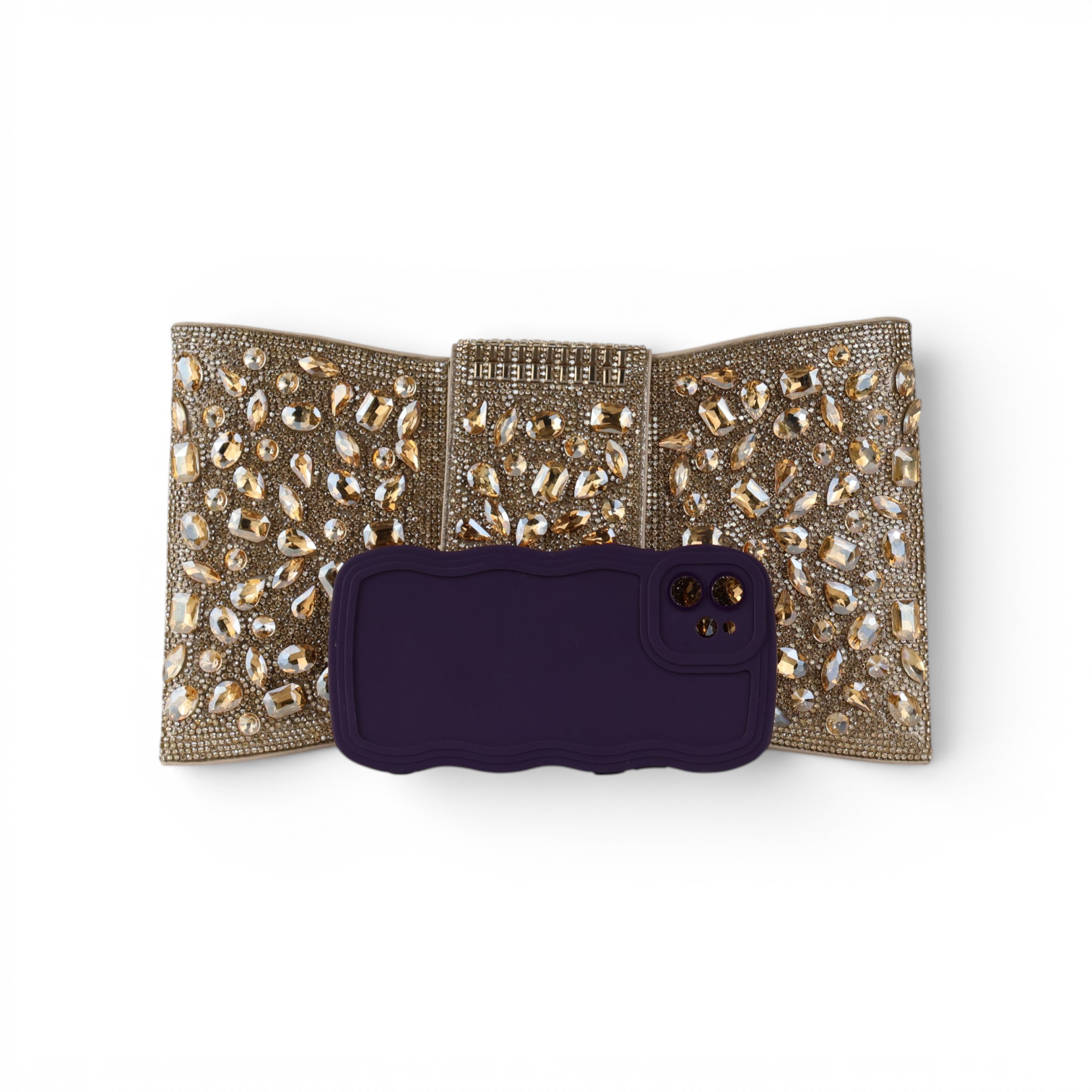 Bolsa Carteira Envelope Strass Dourada