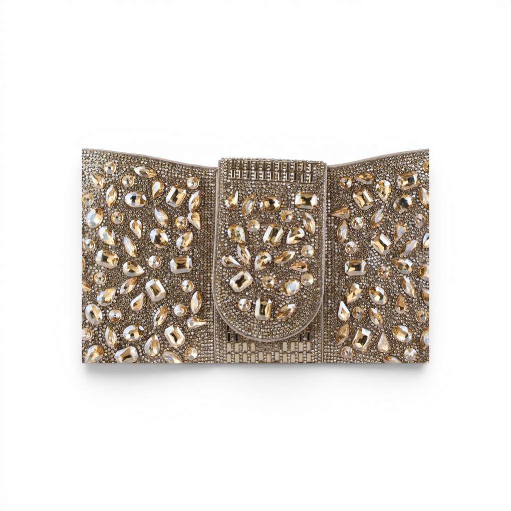 Bolsa Carteira Envelope Strass Dourada