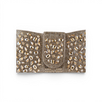Bolsa Carteira Envelope Strass Dourada