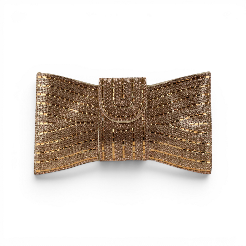 Bolsa Carteira Envelope Strass Dourada Escuro