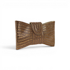 Bolsa Carteira Envelope Strass Dourada Escuro