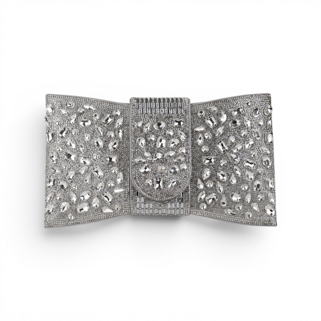 Bolsa Carteira Envelope Strass Prata
