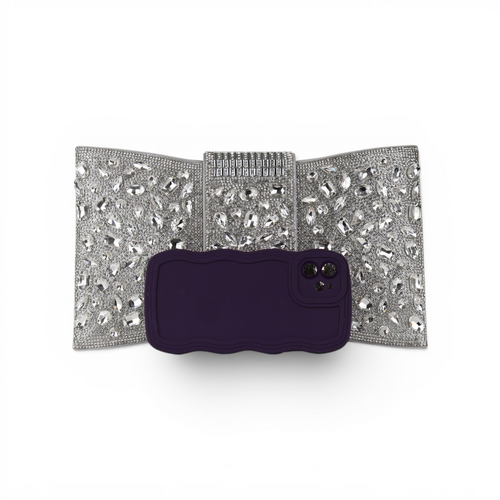 Bolsa Carteira Envelope Strass Prata