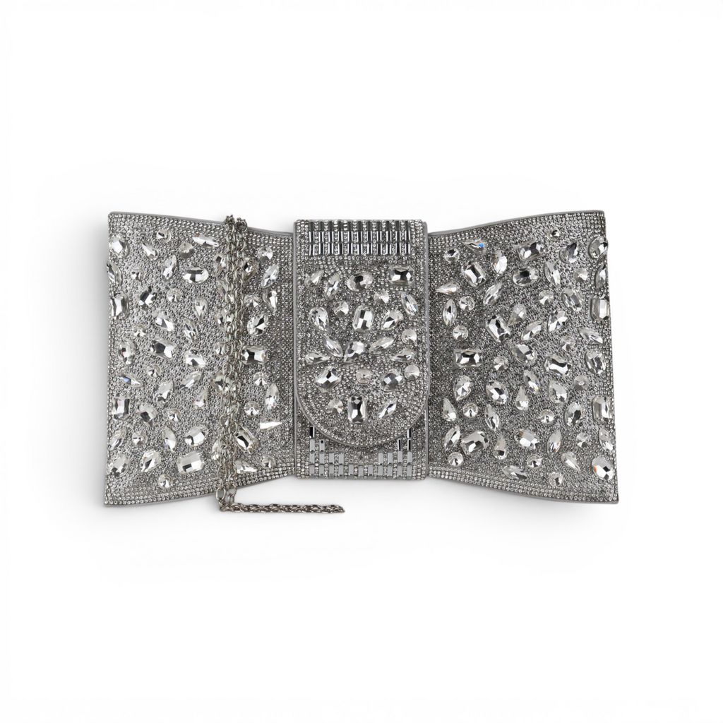 Bolsa Carteira Envelope Strass Prata