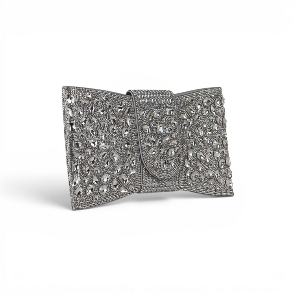 Bolsa Carteira Envelope Strass Prata