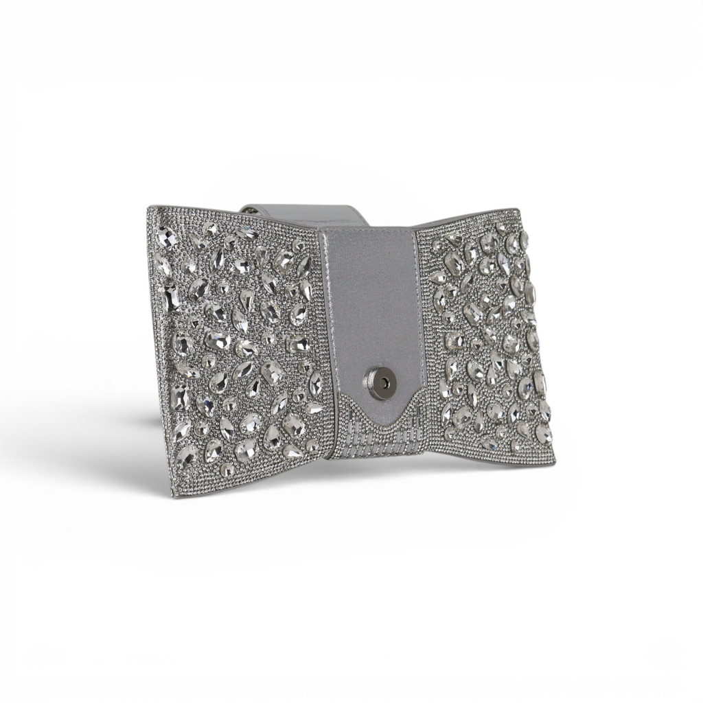 Bolsa Carteira Envelope Strass Prata