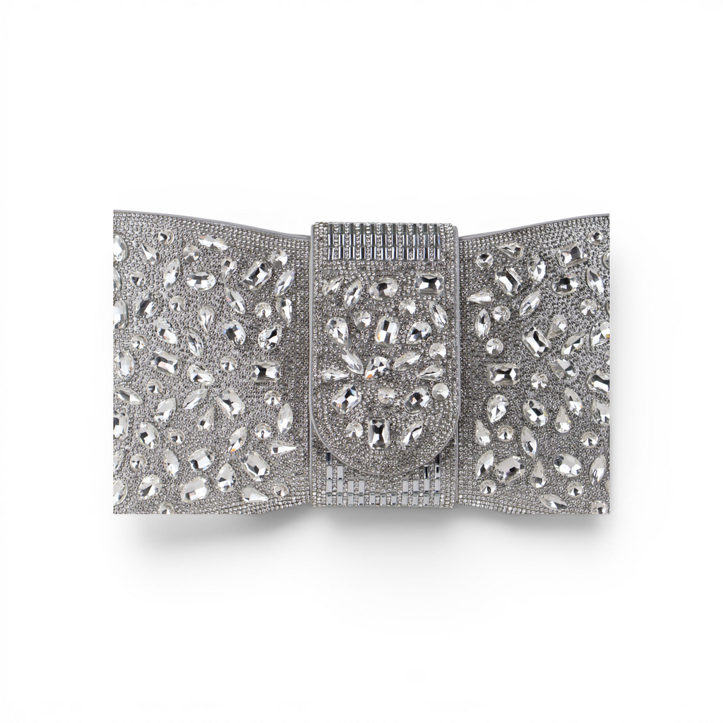 Bolsa Carteira Envelope Strass Prata