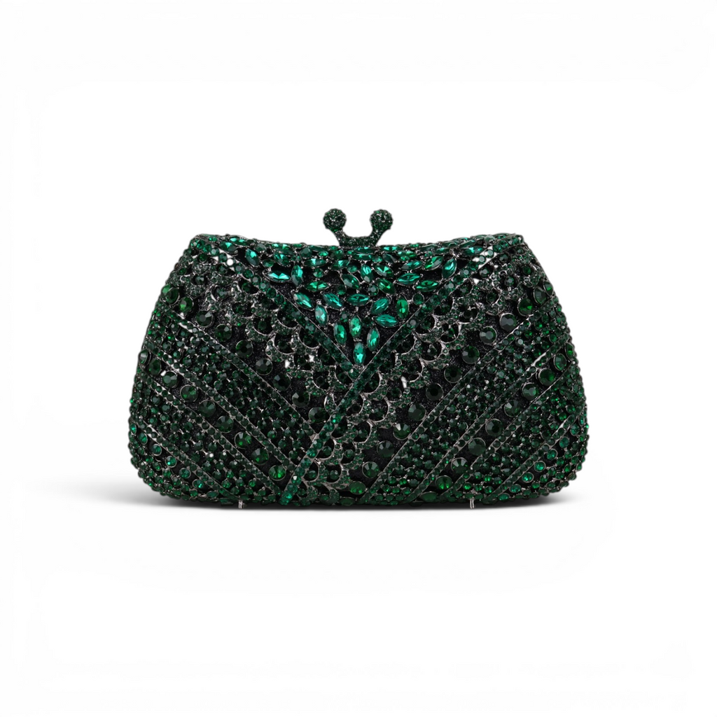 Bolsa Festa Clutch Pedraria Strass Verde