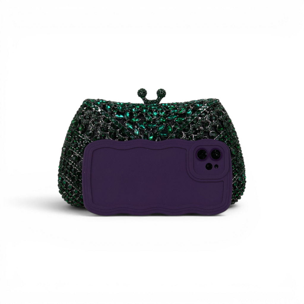 Bolsa Festa Clutch Pedraria Strass Verde