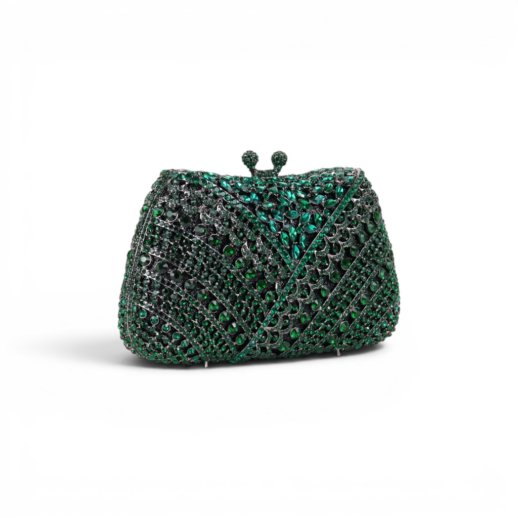 Bolsa Festa Clutch Pedraria Strass Verde