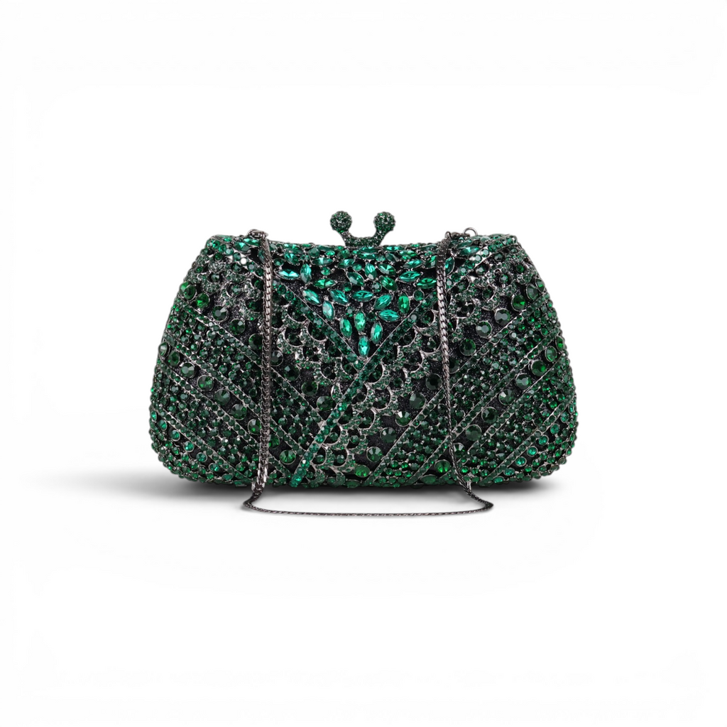 Bolsa Festa Clutch Pedraria Strass Verde
