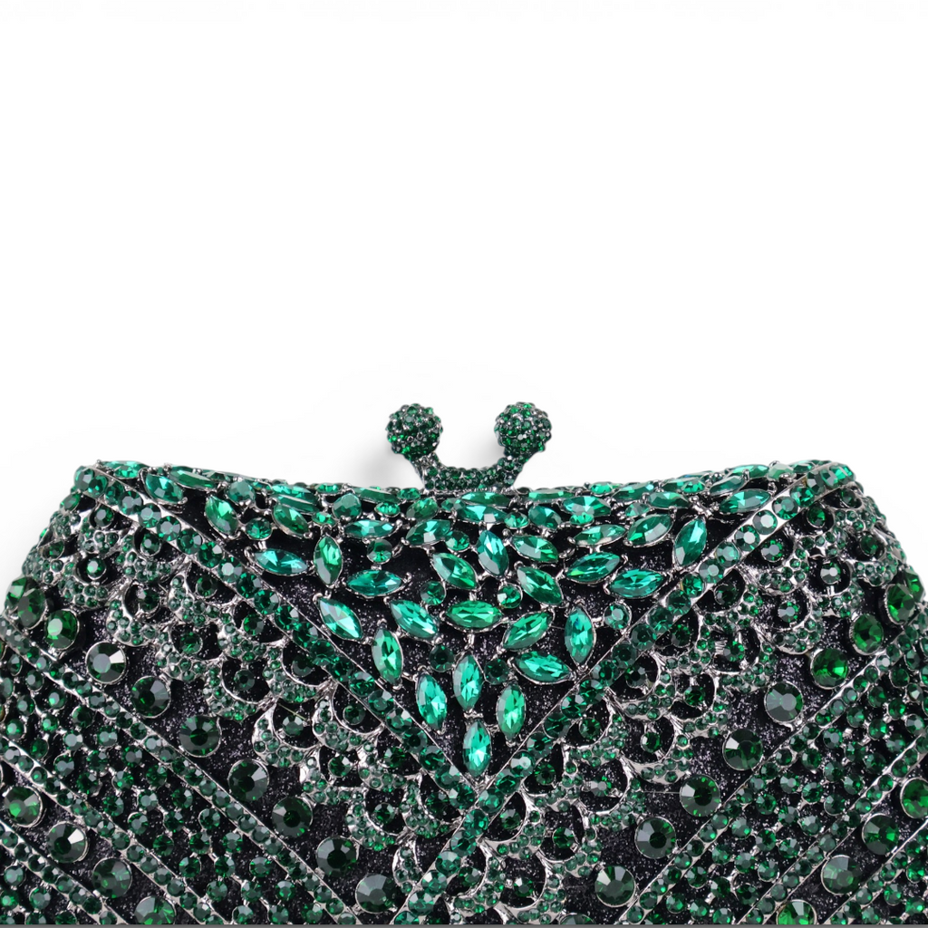 Bolsa Festa Clutch Pedraria Strass Verde