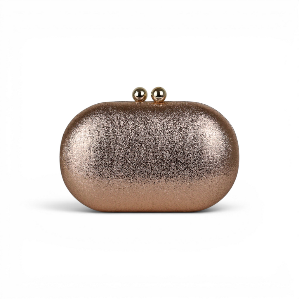 Bolsa Festa Clutch Oval Metalizada Rosê
