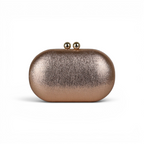 Bolsa Festa Clutch Oval Metalizada Rosê
