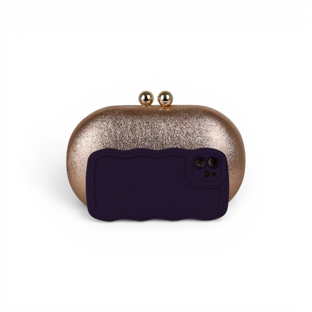 Bolsa Festa Clutch Oval Metalizada Rosê