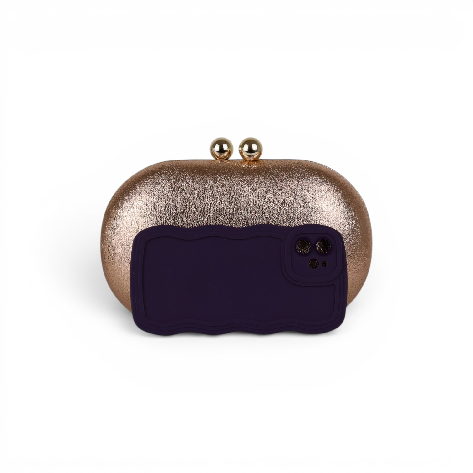 Bolsa Festa Clutch Oval Metalizada Rosê