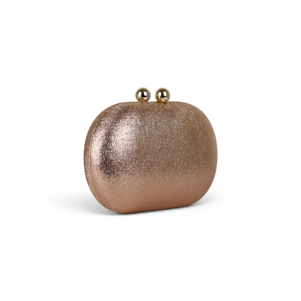 Bolsa Festa Clutch Oval Metalizada Rosê