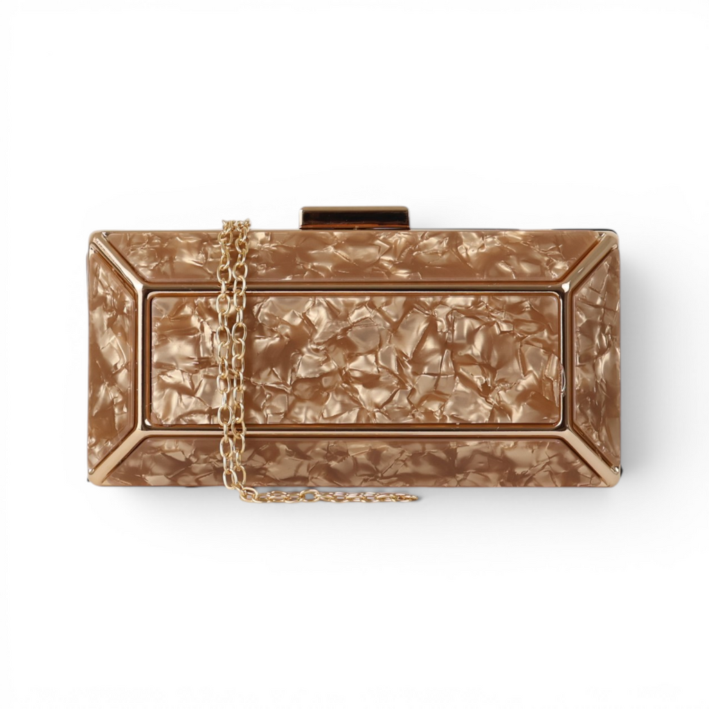 Bolsa de Festa Clutch Acrílico Marrom