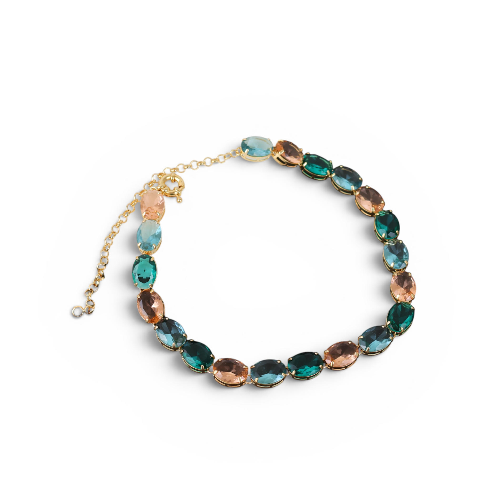 Colar Dourado - Verde e Champagne