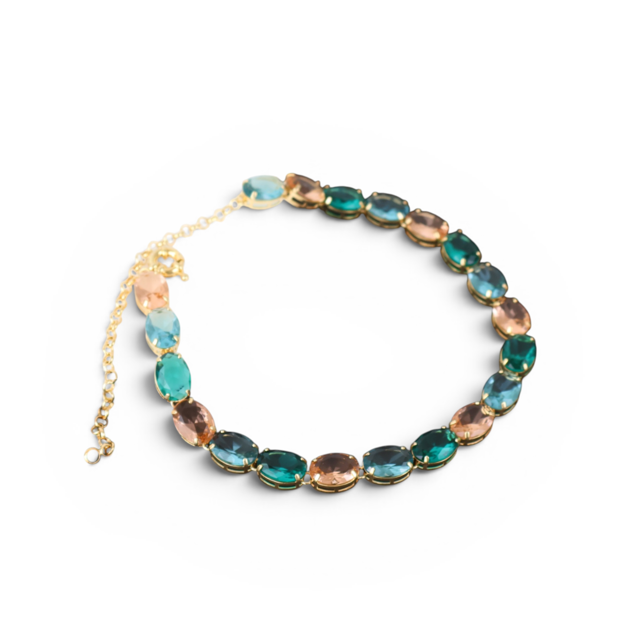 Colar Dourado - Verde e Champagne