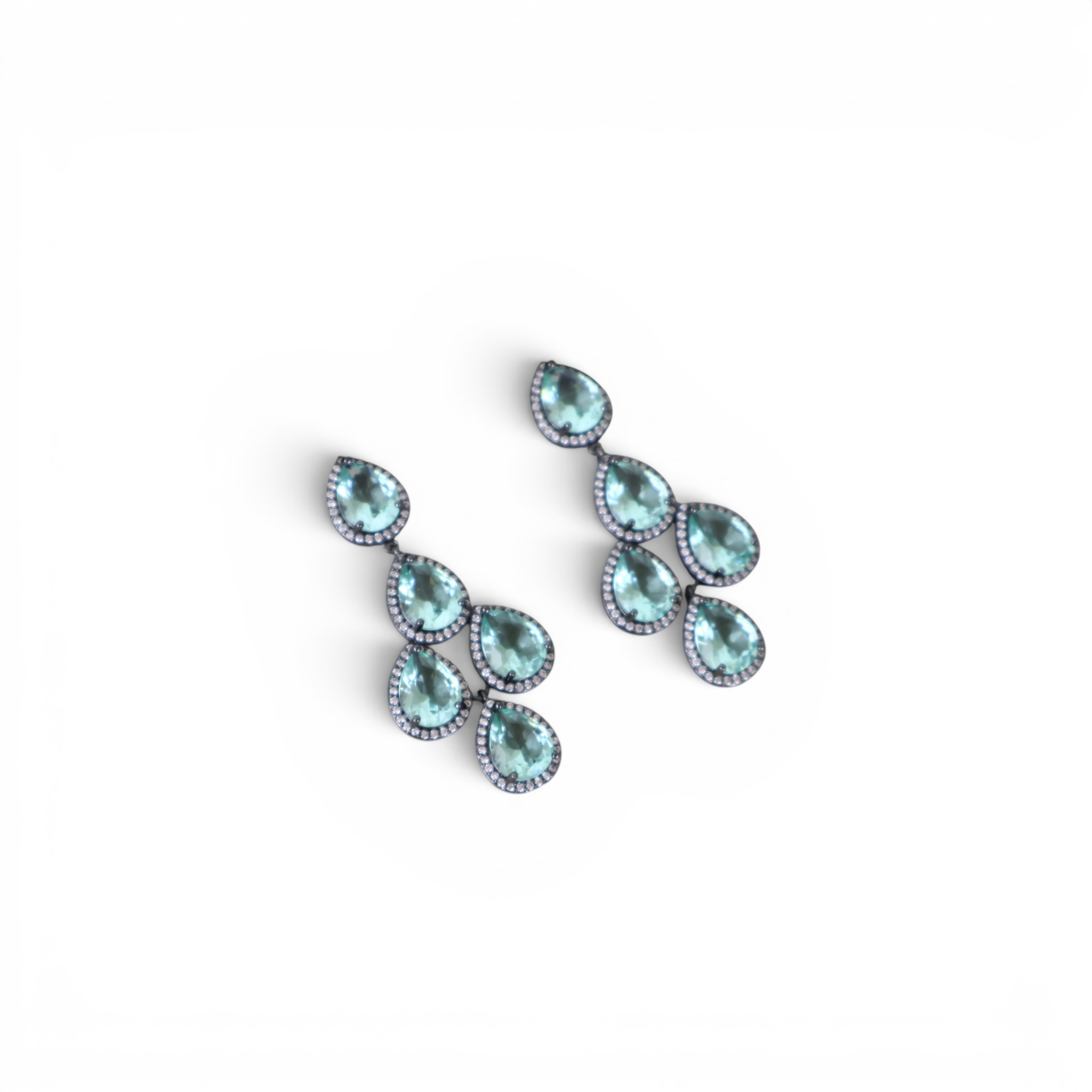 Brinco Zircônias Turquesa