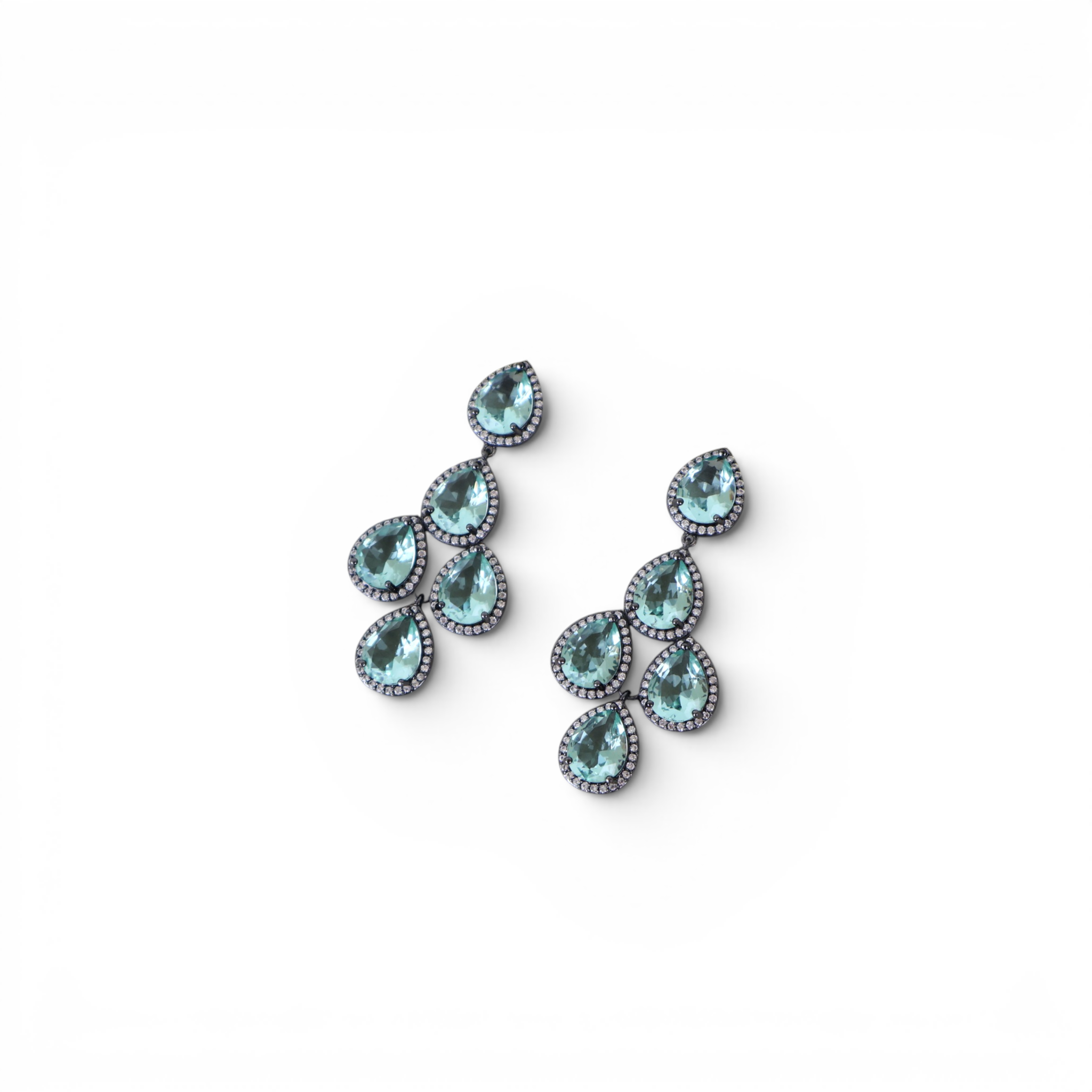 Brinco Zircônias Turquesa