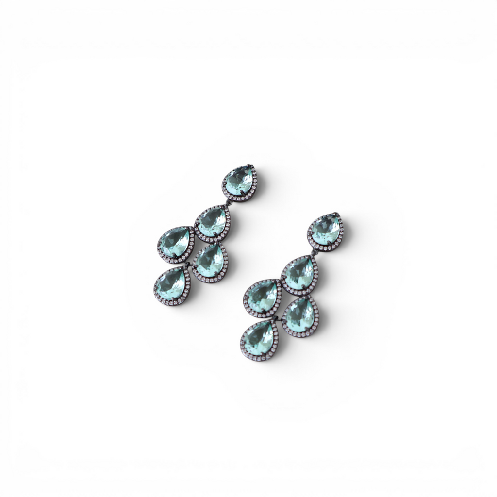 Brinco Zircônias Turquesa