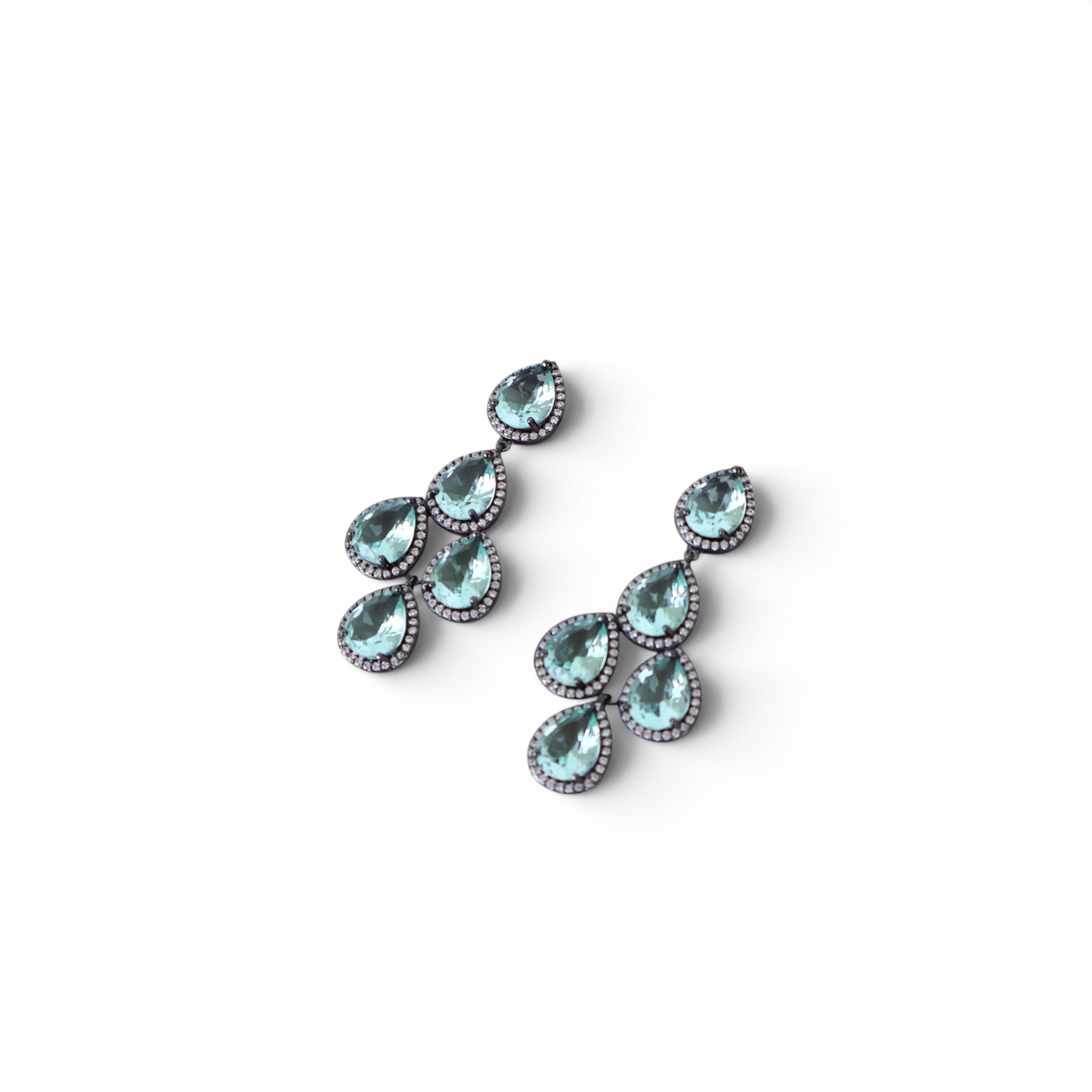 Brinco Zircônias Turquesa