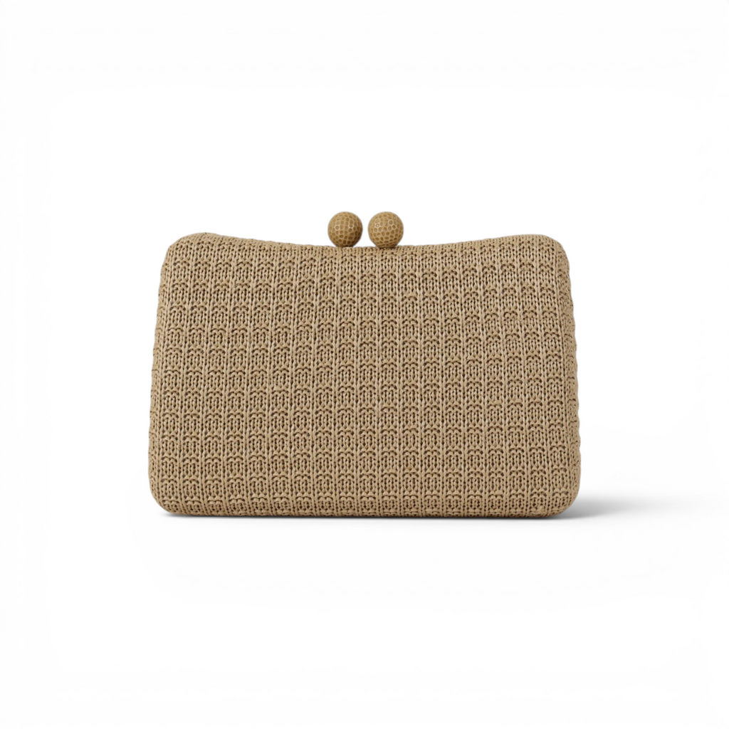 Bolsa de Festa Clutch Palha Bege