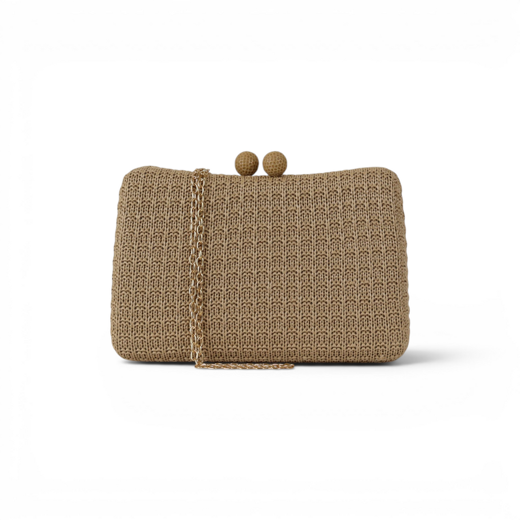 Bolsa de Festa Clutch Palha Bege