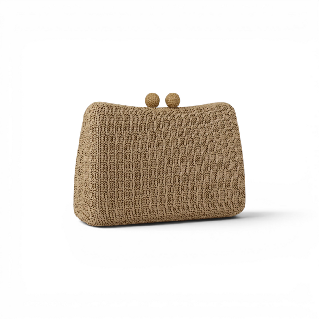 Bolsa de Festa Clutch Palha Bege