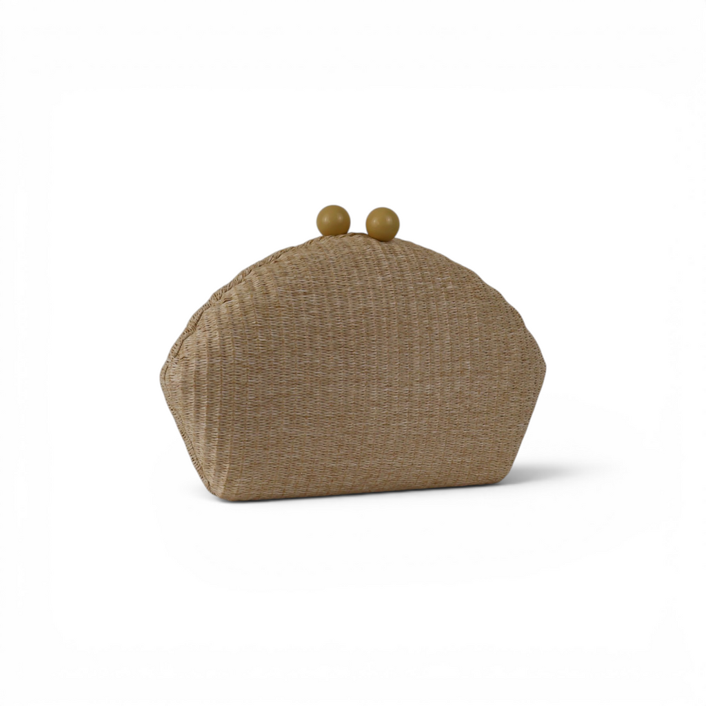 Bolsa de Festa Clutch Palha Bege