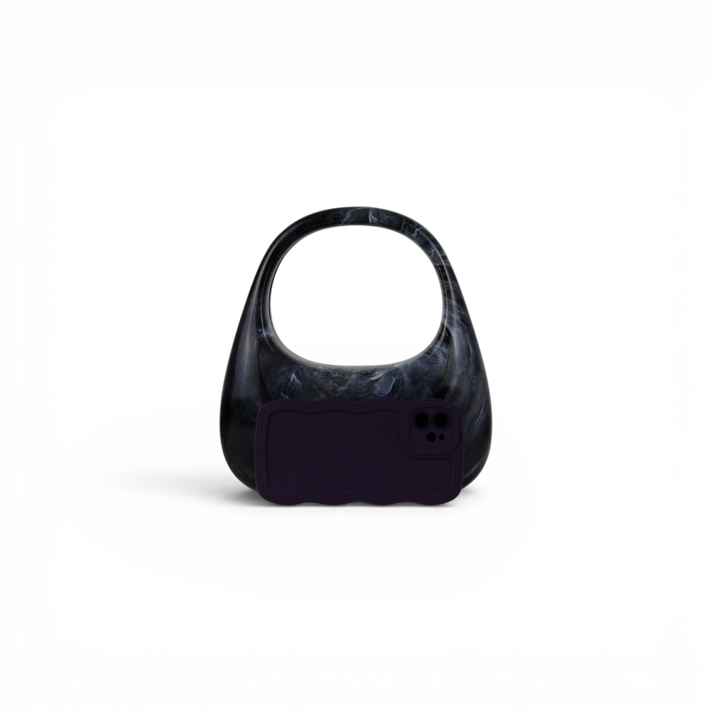 Bolsa de Mão Acrílico Perolada Preta