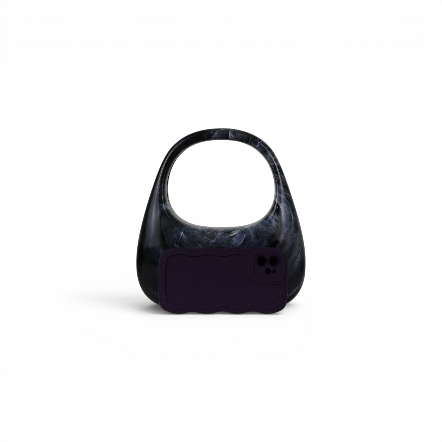 Bolsa de Mão Acrílico Perolada Preta