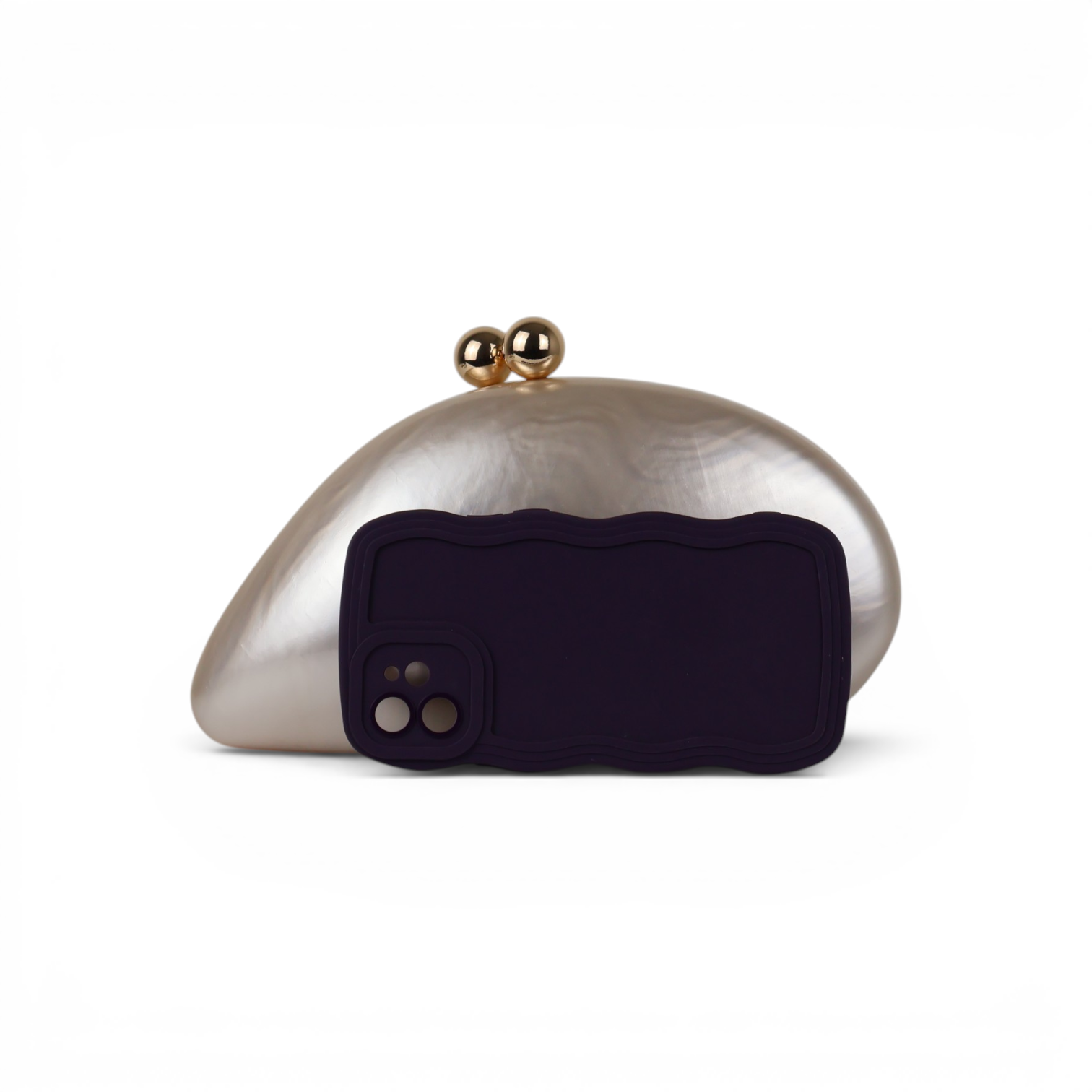 Bolsa de Festa Clutch Acrílico Bege Perola