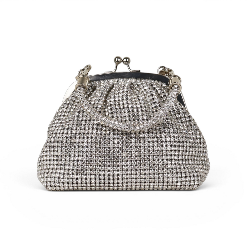 Bolsa de Festa Pouch Strass Prata