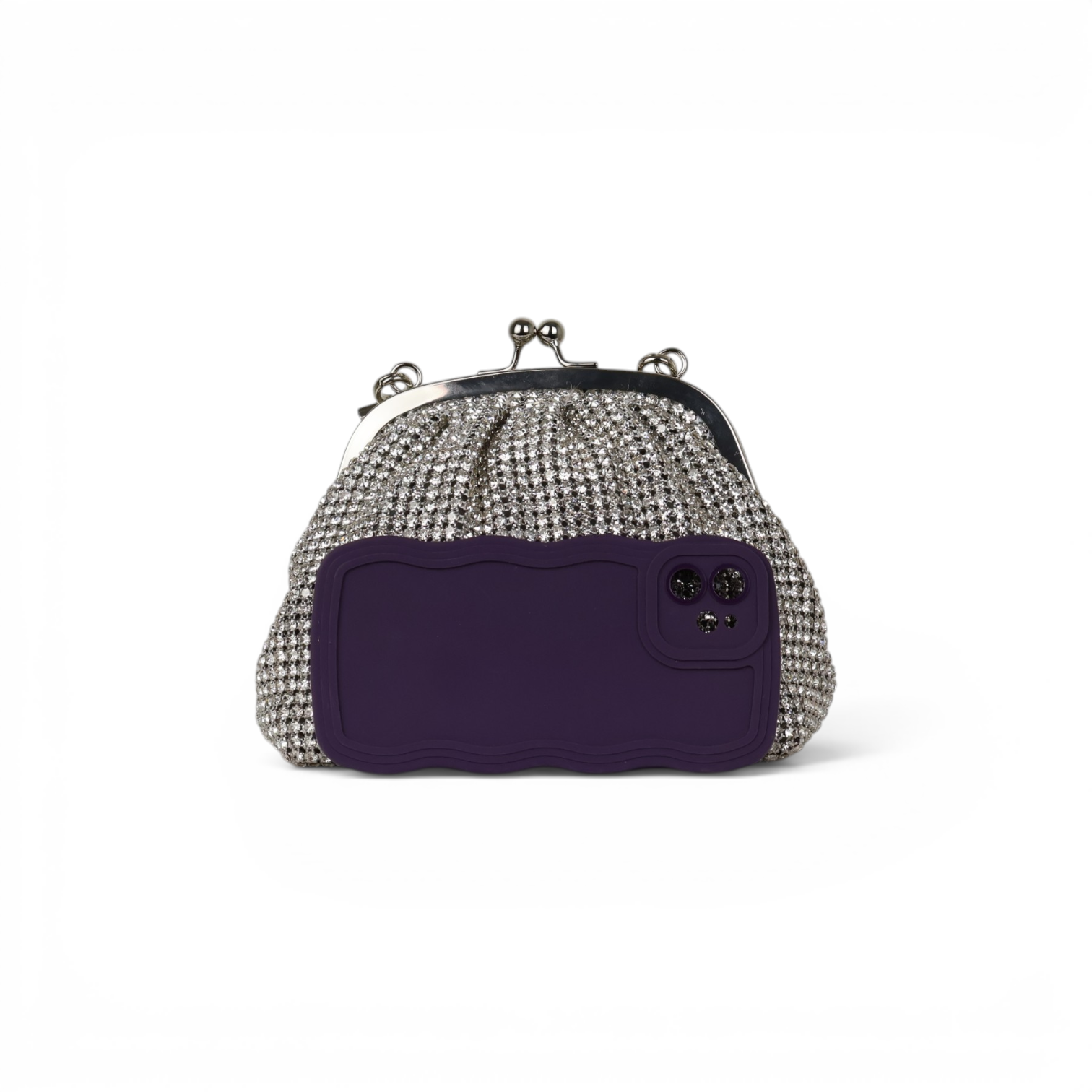 Bolsa de Festa Pouch Strass Prata