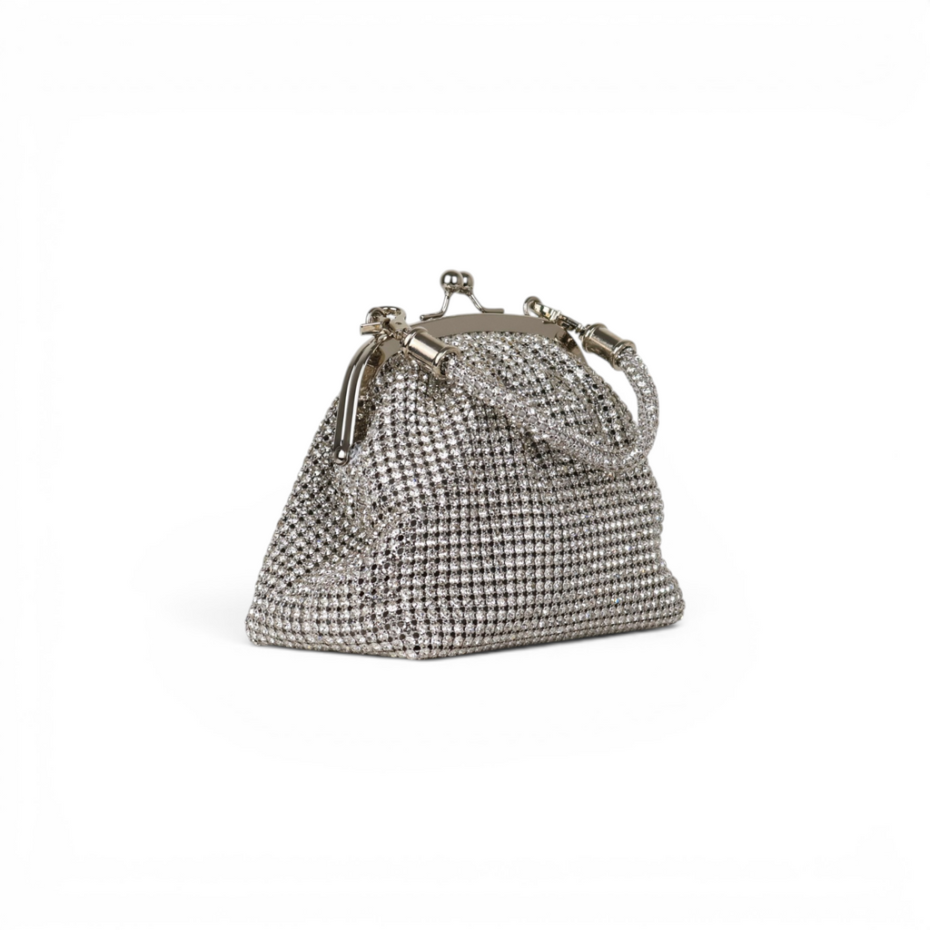 Bolsa de Festa Pouch Strass Prata
