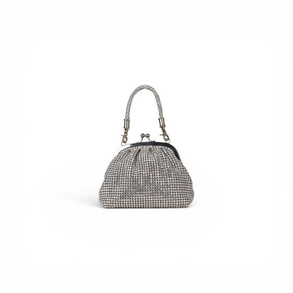 Bolsa de Festa Pouch Strass Prata