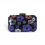 Bolsa Clutch Festa Bordada Floral Azul Marinho