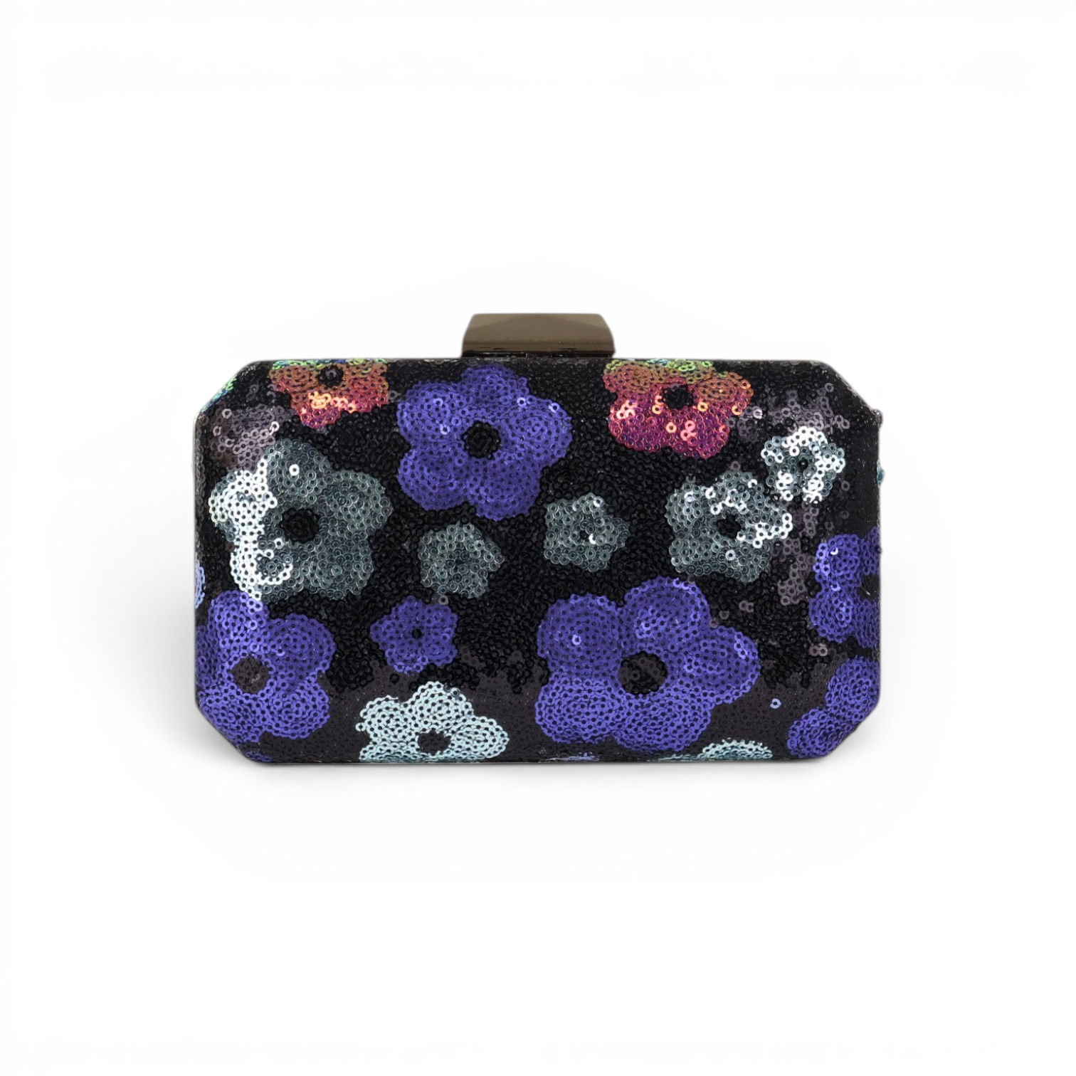 Bolsa Clutch Festa Bordada Floral Azul Marinho