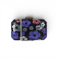 Bolsa Clutch Festa Bordada Floral Azul Marinho