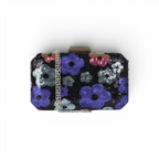 Bolsa Clutch Festa Bordada Floral Azul Marinho