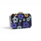 Bolsa Clutch Festa Bordada Floral Azul Marinho